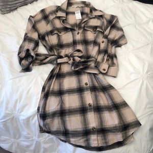 American Eagle Plaid Shirt Dress Buttons BNWT MED